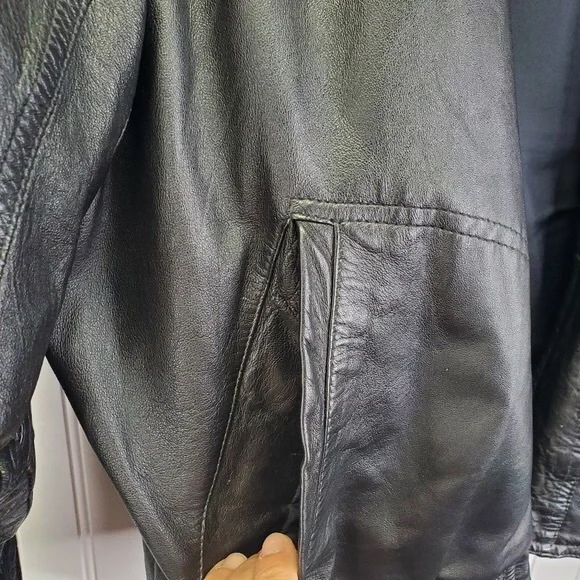 Pioneer Wear Men's Leather Bomber Jacket 100% Lamb Leather Vintage Biker Size L - Picture 9 of 16